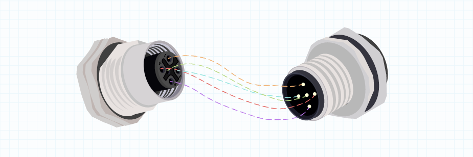 Circular connector male and female mating